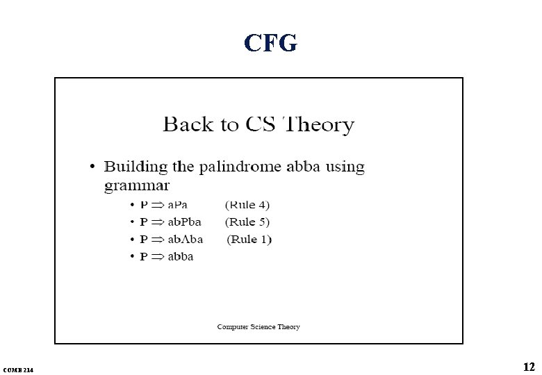 CFG COME 214 12 CFG COME 214 12
