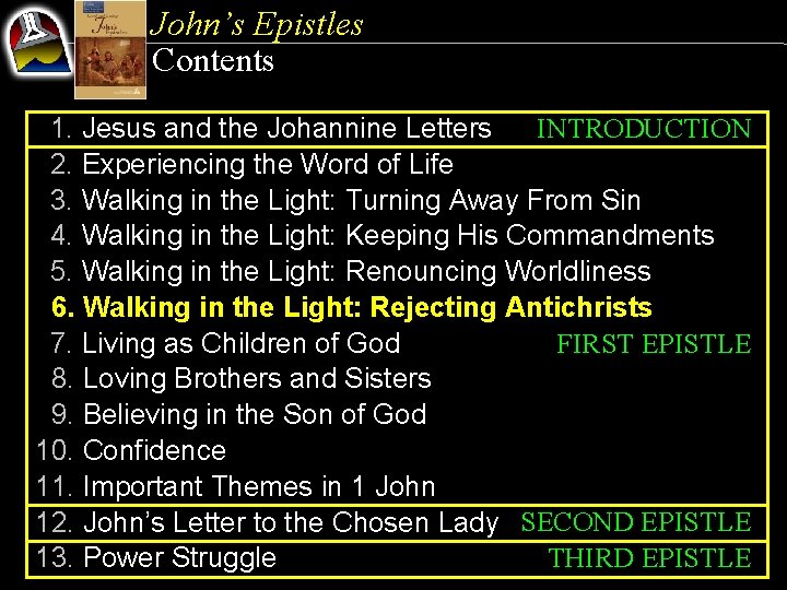 John’s Epistles Contents INTRODUCTION 1. Jesus and the Johannine Letters 2. Experiencing the Word