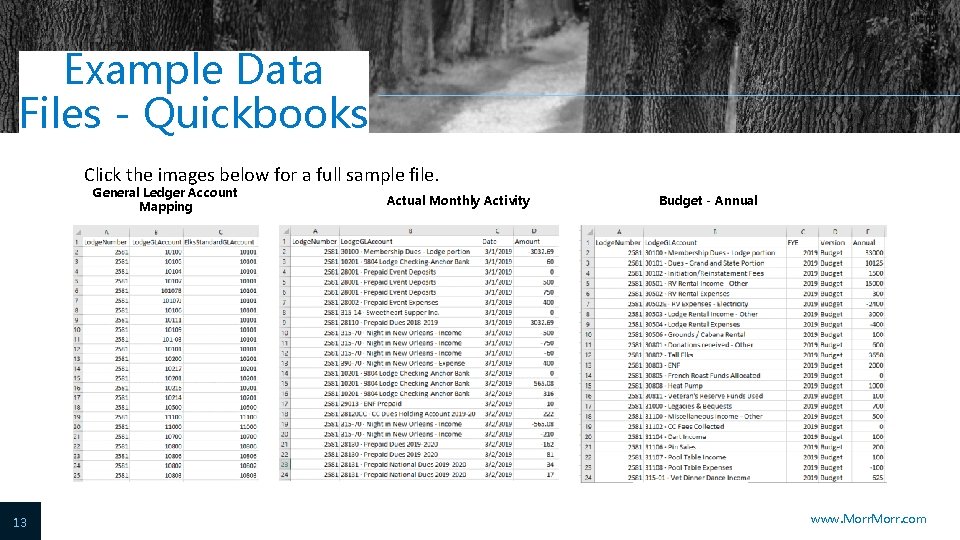 Example Data Files - Quickbooks Click the images below for a full sample file.