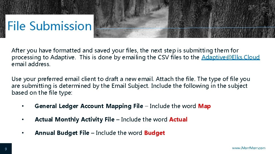 File Submission After you have formatted and saved your files, the next step is
