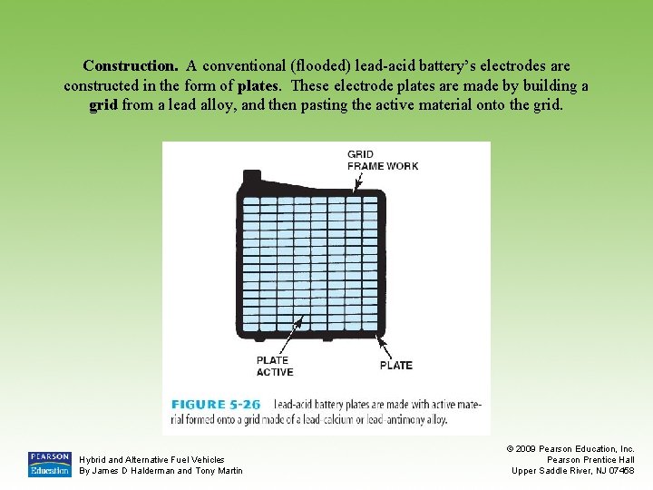 Construction. A conventional (flooded) lead-acid battery’s electrodes are constructed in the form of plates.