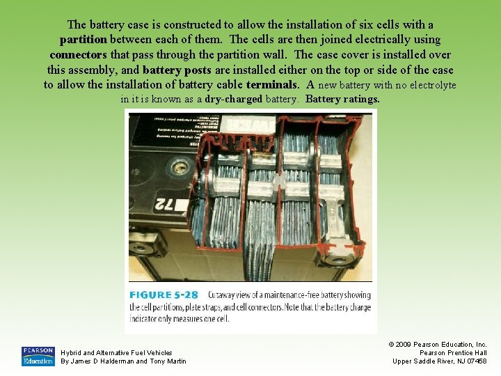 The battery case is constructed to allow the installation of six cells with a