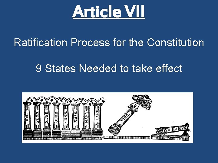 Article VII Ratification Process for the Constitution 9 States Needed to take effect 