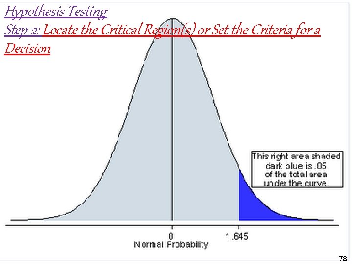 Hypothesis Testing Step 2: Locate the Critical Region(s) or Set the Criteria for a