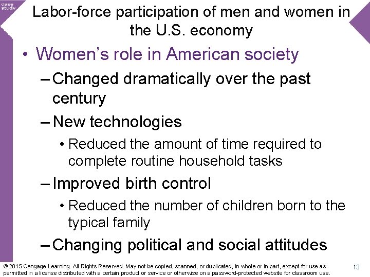 Labor-force participation of men and women in the U. S. economy • Women’s role