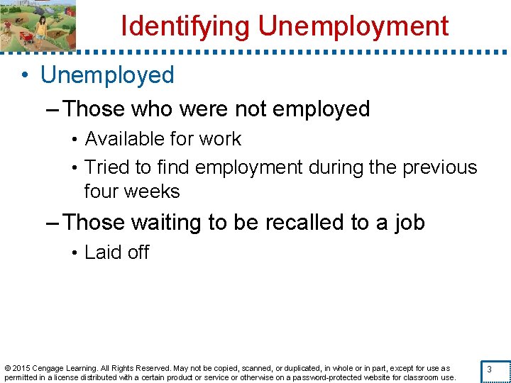 Identifying Unemployment • Unemployed – Those who were not employed • Available for work