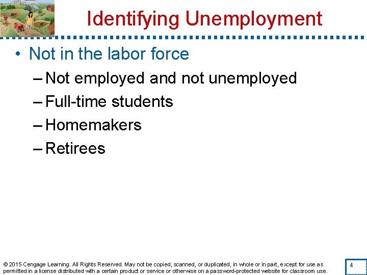 Identifying Unemployment • Not in the labor force – Not employed and not unemployed