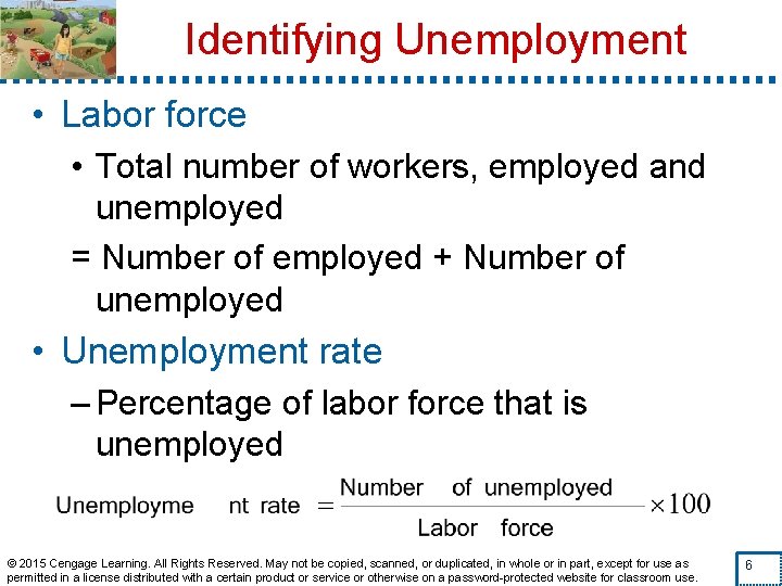 Identifying Unemployment • Labor force • Total number of workers, employed and unemployed =