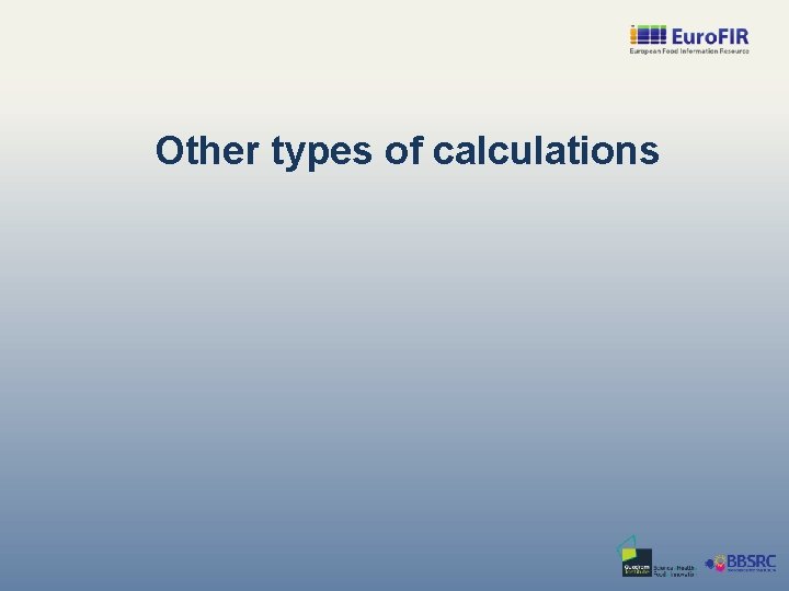 Other types of calculations 