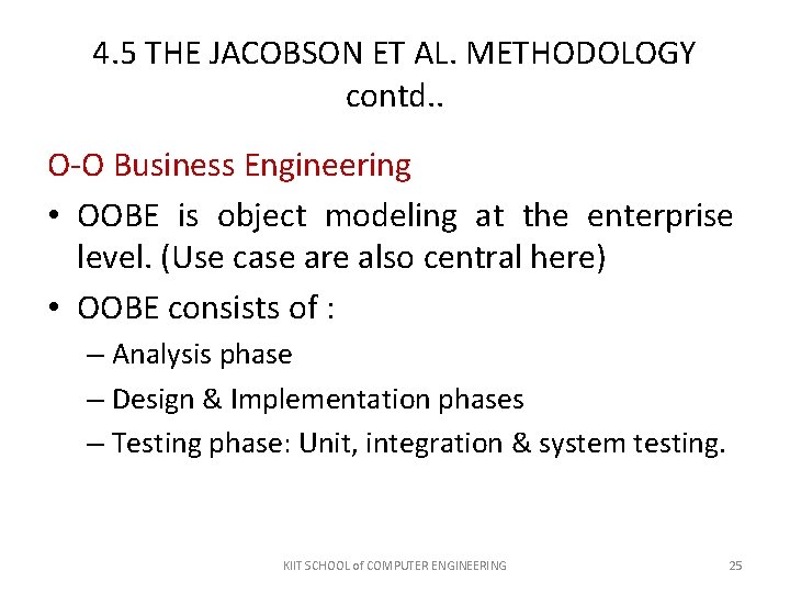 4. 5 THE JACOBSON ET AL. METHODOLOGY contd. . O-O Business Engineering • OOBE 4. 5 THE JACOBSON ET AL. METHODOLOGY contd. . O-O Business Engineering • OOBE