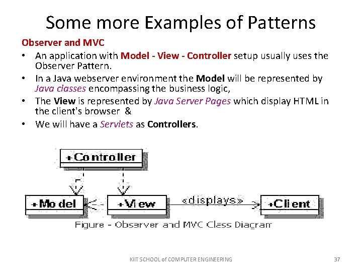 Some more Examples of Patterns Observer and MVC • An application with Model - Some more Examples of Patterns Observer and MVC • An application with Model -