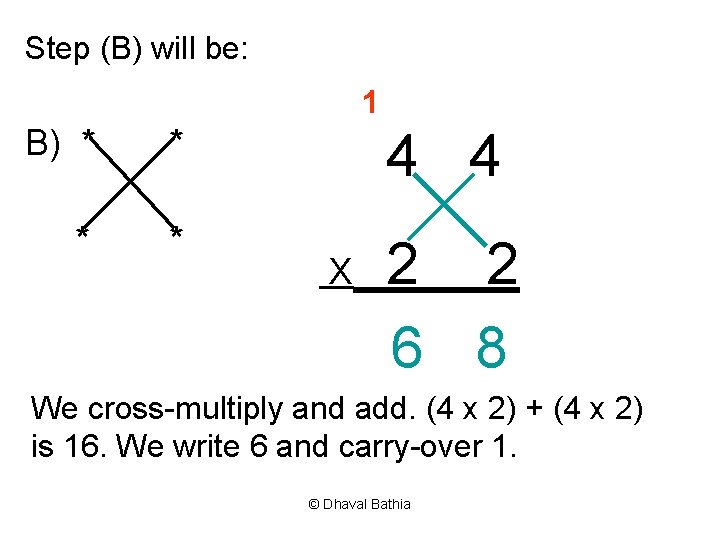 Step (B) will be: 1 B) * * 4 4 X 2 2 6