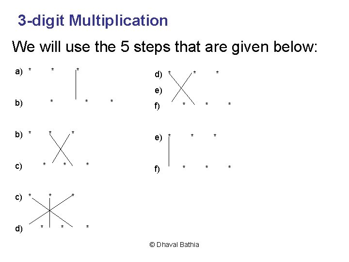 3 -digit Multiplication We will use the 5 steps that are given below: a)