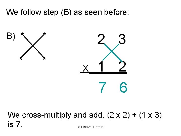 We follow step (B) as seen before: B) * * 2 3 X 1