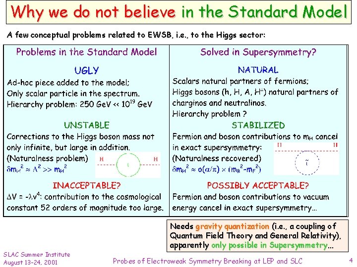 Why we do not believe in the Standard Model A few conceptual problems related