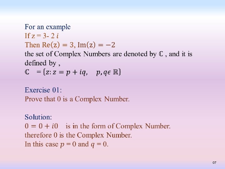 Complex Numbers Department of Mathematics Philosophy The Open