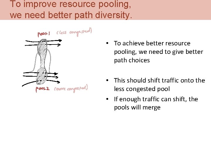 To improve resource pooling, we need better path diversity. • To achieve better resource