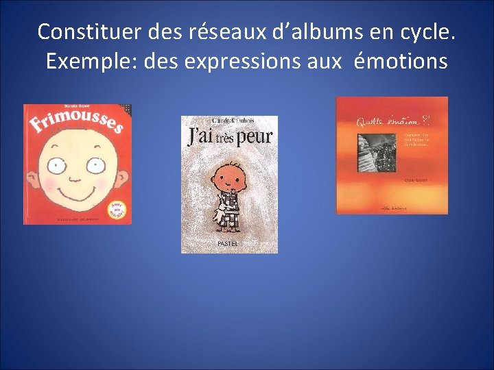 Constituer des réseaux d’albums en cycle. Exemple: des expressions aux émotions 