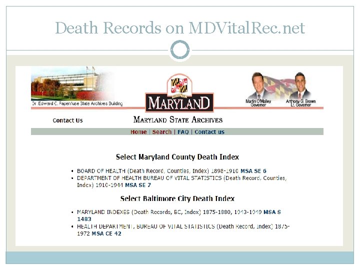 Death Records on MDVital. Rec. net 