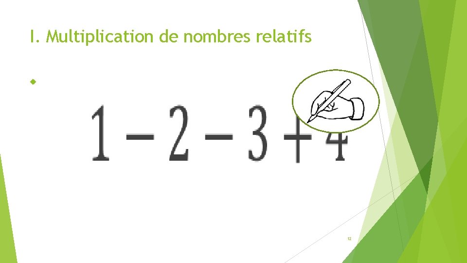 I. Multiplication de nombres relatifs 12 