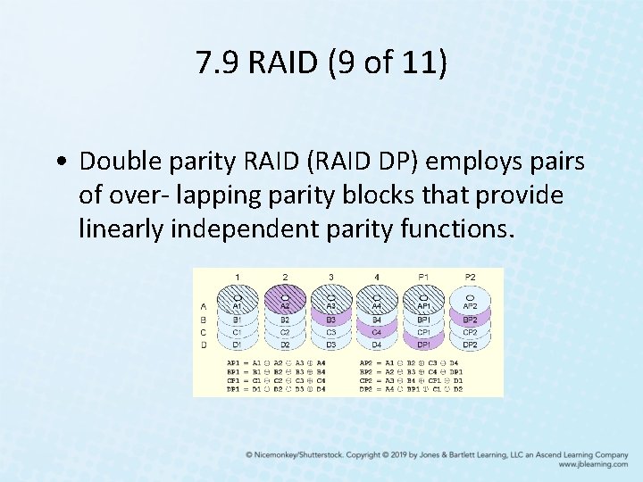 7. 9 RAID (9 of 11) • Double parity RAID (RAID DP) employs pairs 7. 9 RAID (9 of 11) • Double parity RAID (RAID DP) employs pairs