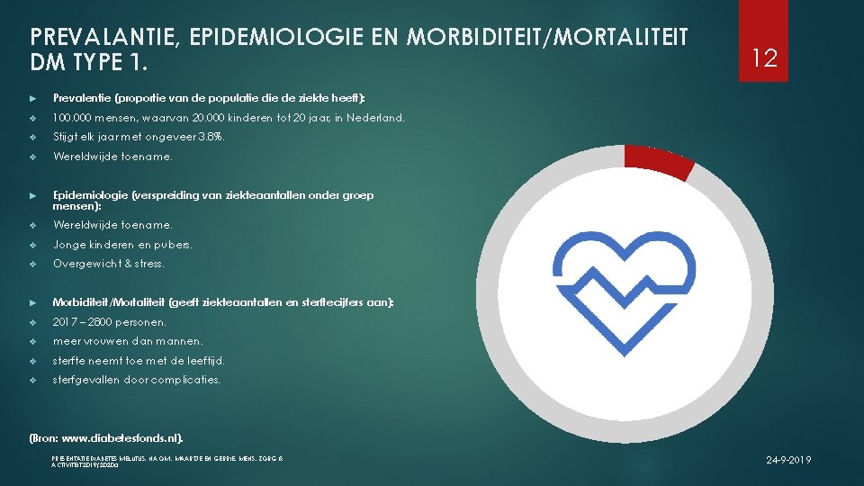 PREVALANTIE, EPIDEMIOLOGIE EN MORBIDITEIT/MORTALITEIT DM TYPE 1. ► Prevalentie (proportie van de populatie de