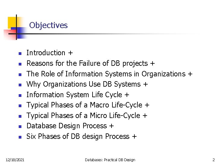 Objectives n n n n n 12/18/2021 Introduction + Reasons for the Failure of