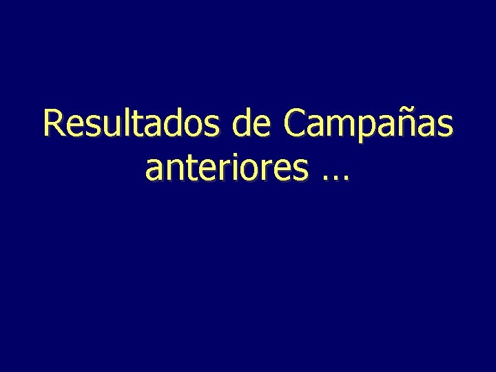 Resultados de Campañas anteriores … 