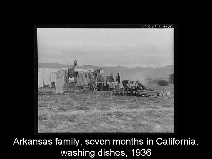 Arkansas family, seven months in California, washing dishes, 1936 