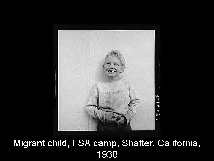 Migrant child, FSA camp, Shafter, California, 1938 