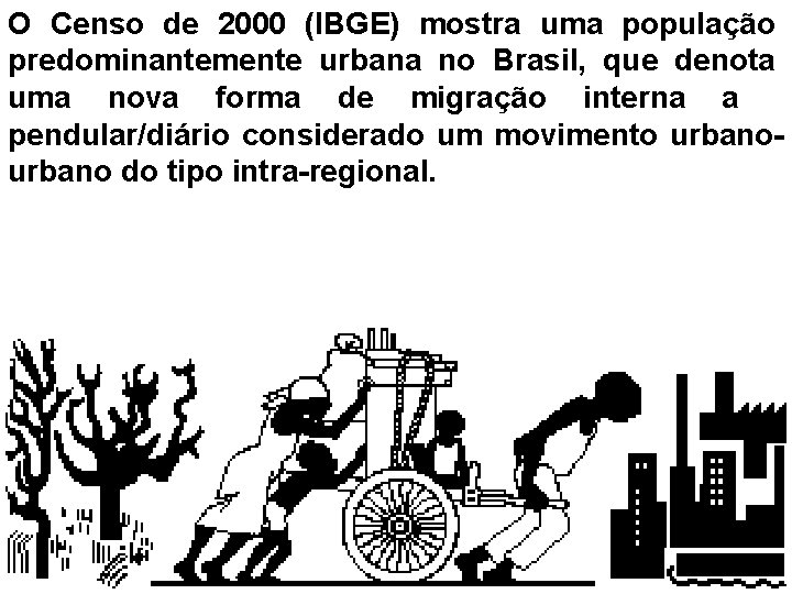 O Censo de 2000 (IBGE) mostra uma população predominantemente urbana no Brasil, que denota