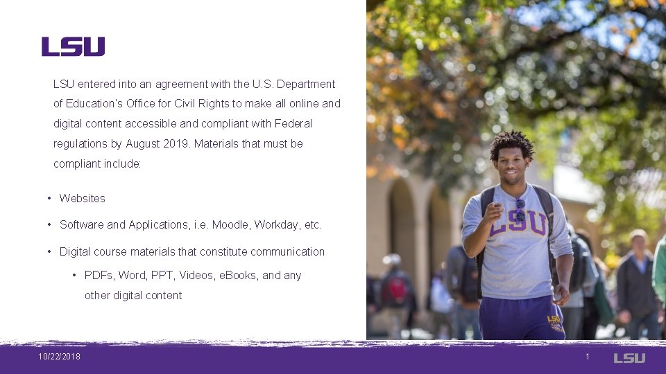 LSU entered into an agreement with the U. S. Department of Education’s Office for