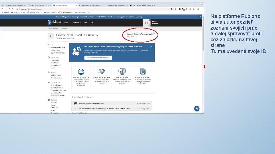 Na platforme Publons si vie autor pozrieť zoznam svojich prác a ďalej spravovať profil