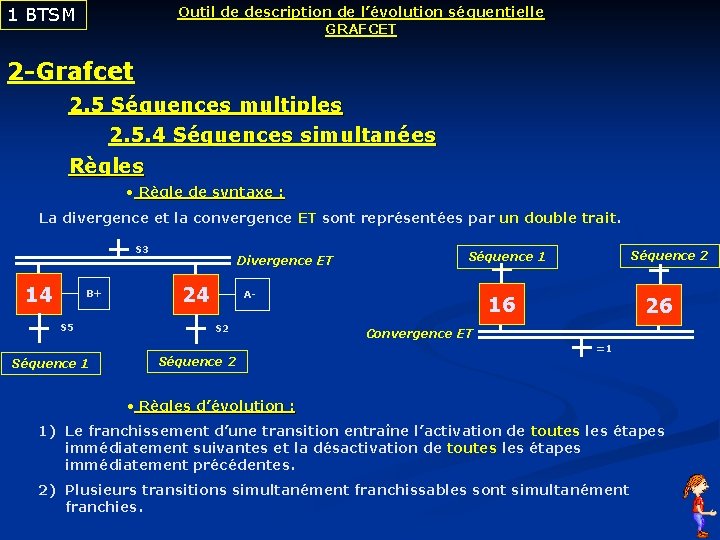 1 BTSM Outil de description de l’évolution séquentielle GRAFCET 2 -Grafcet 2. 5 Séquences