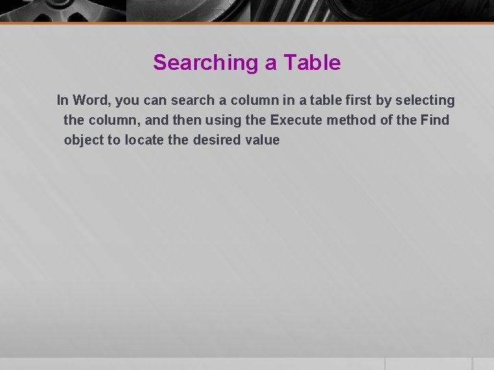 Searching a Table In Word, you can search a column in a table first Searching a Table In Word, you can search a column in a table first