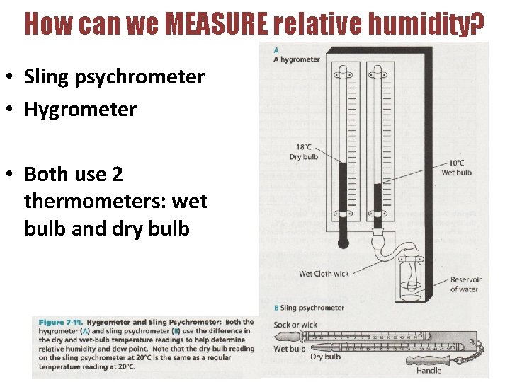 How can we MEASURE relative humidity? • Sling psychrometer • Hygrometer • Both use