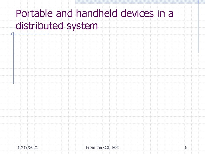 Portable and handheld devices in a distributed system 12/19/2021 From the CDK text 8