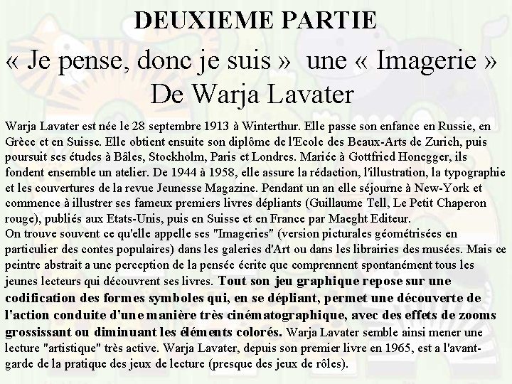 DEUXIEME PARTIE « Je pense, donc je suis » une « Imagerie » De