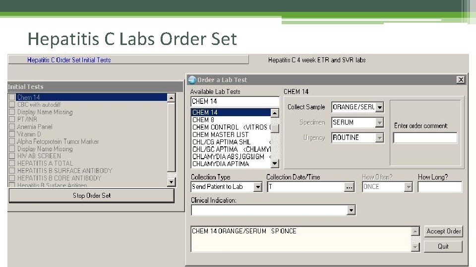 Hepatitis C Labs Order Set 