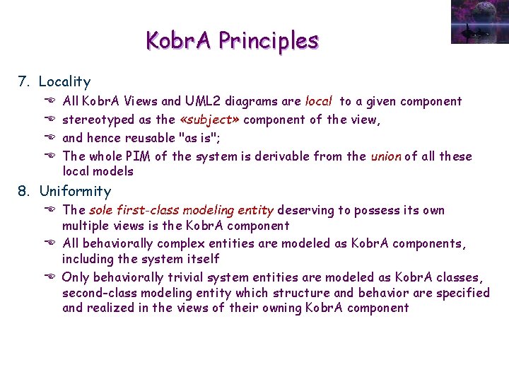 Kobr. A Principles 7. Locality E E All Kobr. A Views and UML 2