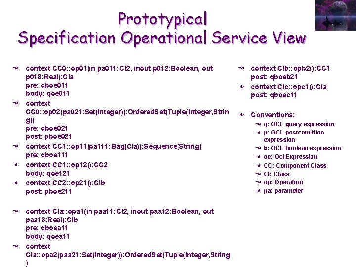 Prototypical Specification Operational Service View E context CC 0: : op 01(in pa 011: