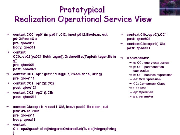 Prototypical Realization Operational Service View E context CC 0: : op 01(in pa 011: