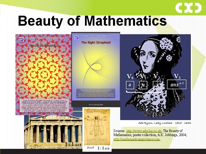 Beauty of Mathematics Sources: http: //www. arbelos. co. uk; The Beauty of Mathematics, poster