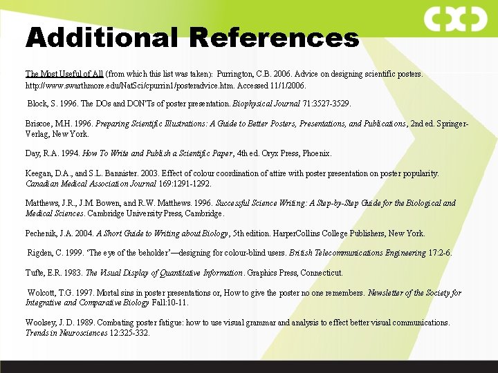 Additional References The Most Useful of All (from which this list was taken ):