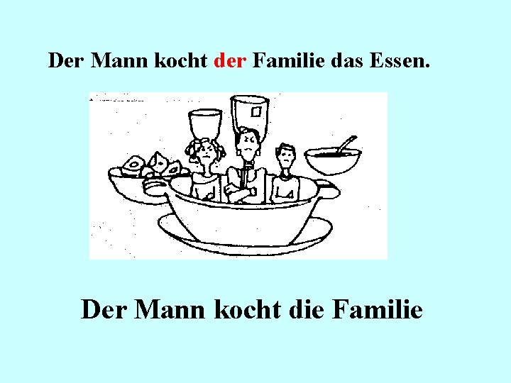 Der Mann kocht der Familie das Essen. Der Mann kocht die Familie 