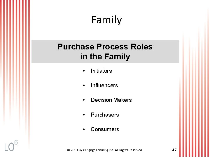 Family Purchase Process Roles in the Family • Initiators • Influencers • Decision Makers