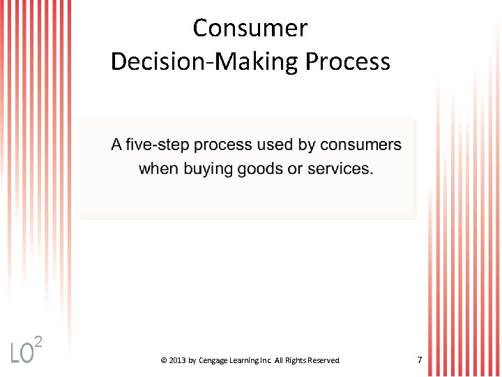 Consumer Decision-Making Process 2 © 2013 by Cengage Learning Inc. All Rights Reserved. 7
