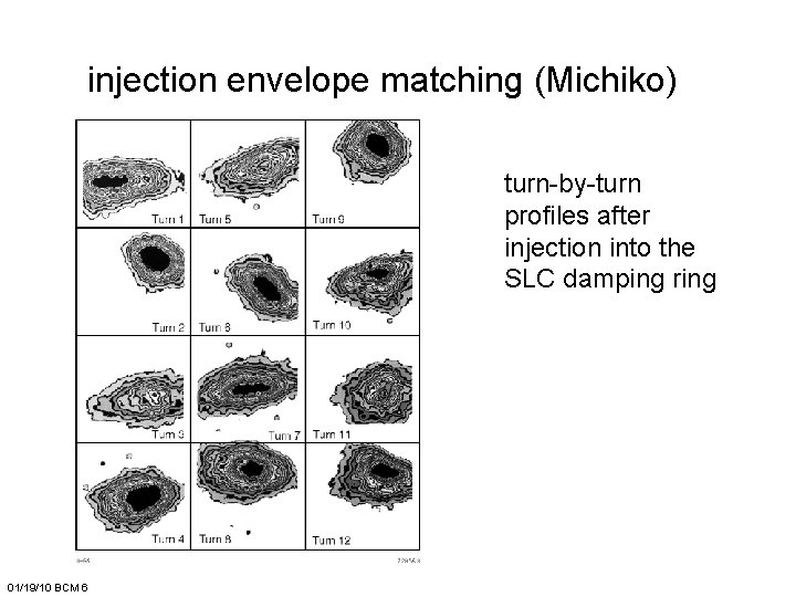 injection envelope matching (Michiko) turn-by-turn profiles after injection into the SLC damping ring 01/19/10