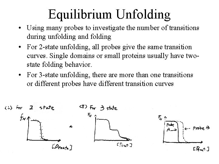 Equilibrium Unfolding • Using many probes to investigate the number of transitions during unfolding