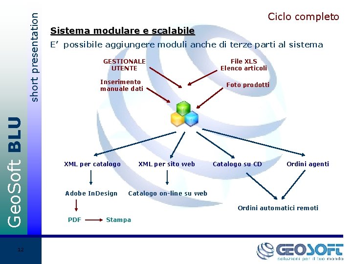 short presentation Geo. Soft BLU 12 Ciclo completo Sistema modulare e scalabile E’ possibile